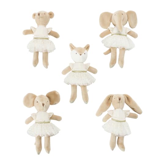 White &#x26; Brown Polyester Stuffed Animal Set
